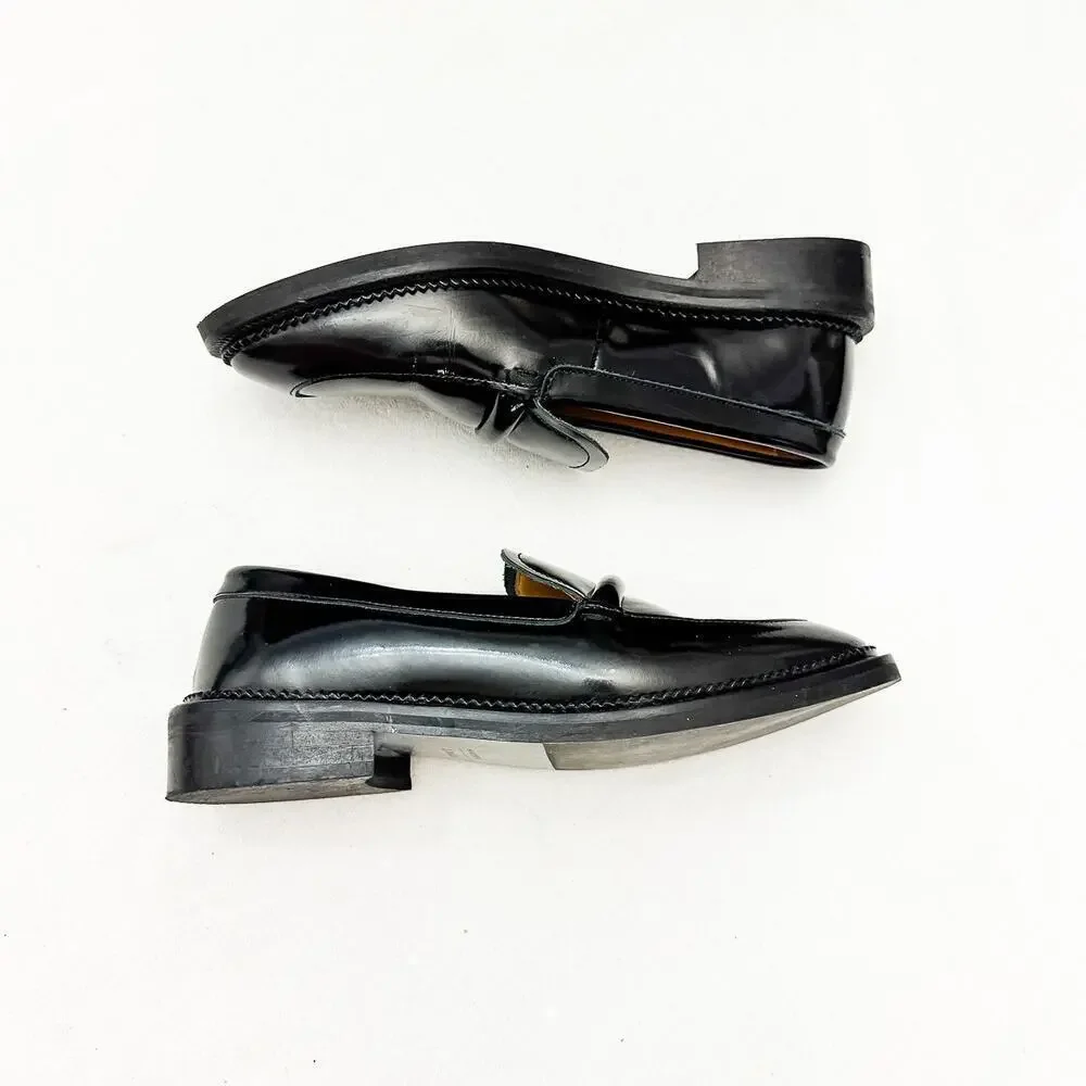 & Other Stories Black Patent Leather Penny Loafers Round Toe Size 36 Portugal